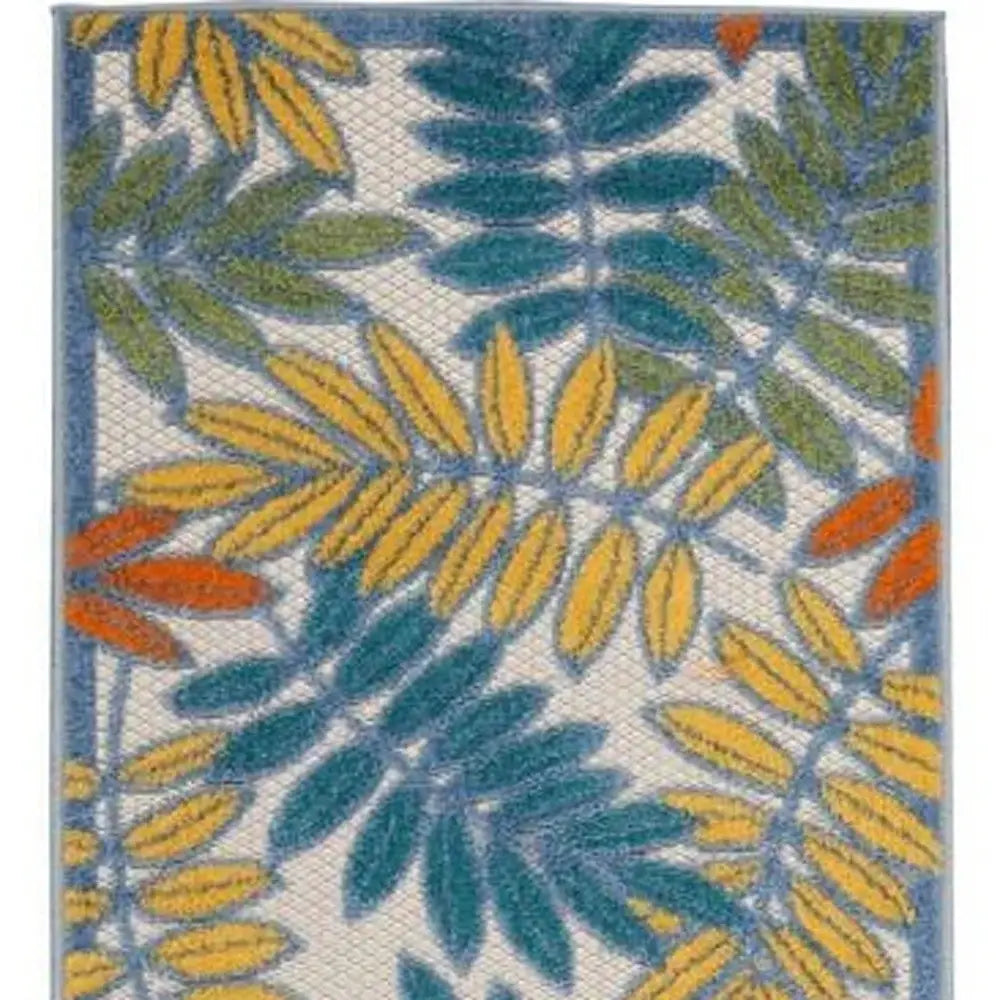 2' X 6' Ivory Floral Non Skid Indoor Outdoor Runner Rug - Homeroots - Flyclothing LLC