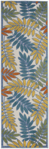 2' X 6' Ivory Floral Non Skid Indoor Outdoor Runner Rug - Homeroots - Flyclothing LLC