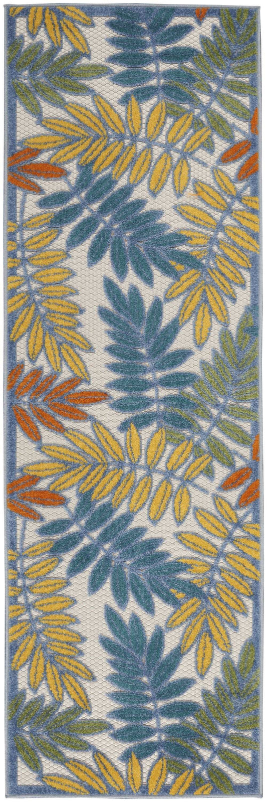 2' X 6' Ivory Floral Non Skid Indoor Outdoor Runner Rug - Homeroots - Flyclothing LLC