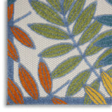 2' X 12' Ivory Teal And Gold Floral Non Skid Indoor Outdoor Runner Rug - Homeroots - Flyclothing LLC
