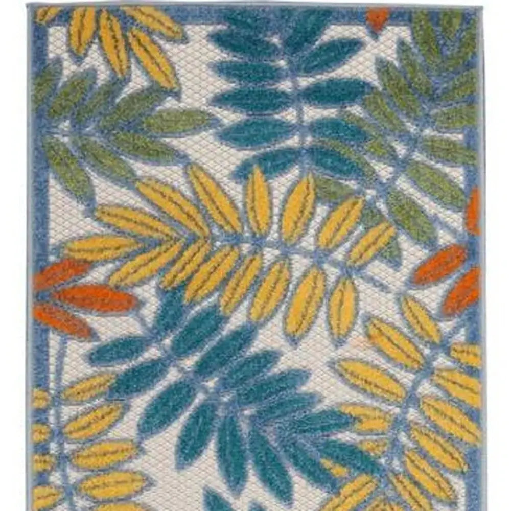 2' X 8' Ivory Floral Non Skid Indoor Outdoor Runner Rug - Homeroots - Flyclothing LLC