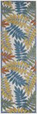 2' X 8' Ivory Floral Non Skid Indoor Outdoor Runner Rug
