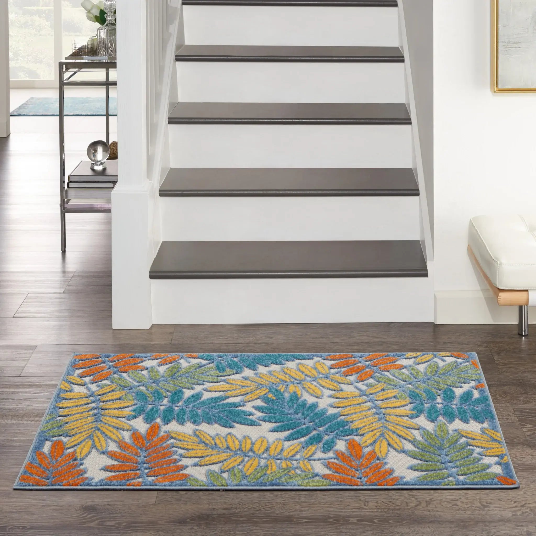 3' X 4' Ivory Floral Non Skid Indoor Outdoor Area Rug - Homeroots - Flyclothing LLC