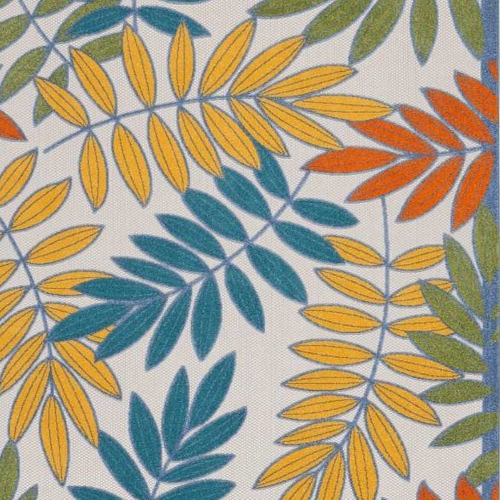 7' X 10' Ivory Teal And Gold Floral Non Skid Indoor Outdoor Area Rug - Homeroots - Flyclothing LLC