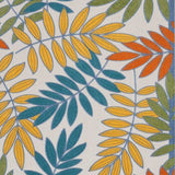 7' X 10' Ivory Teal And Gold Floral Non Skid Indoor Outdoor Area Rug - Homeroots