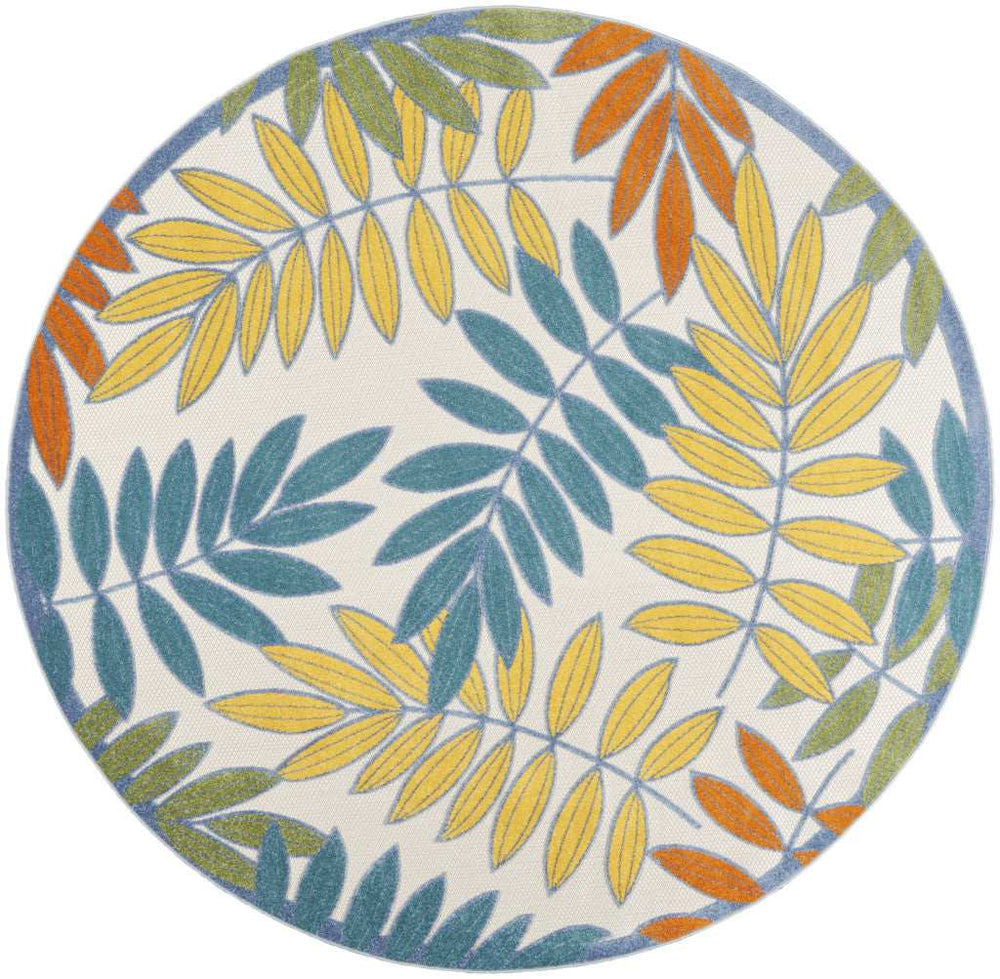 8' X 8' Ivory Round Floral Non Skid Indoor Outdoor Area Rug - Homeroots - Flyclothing LLC