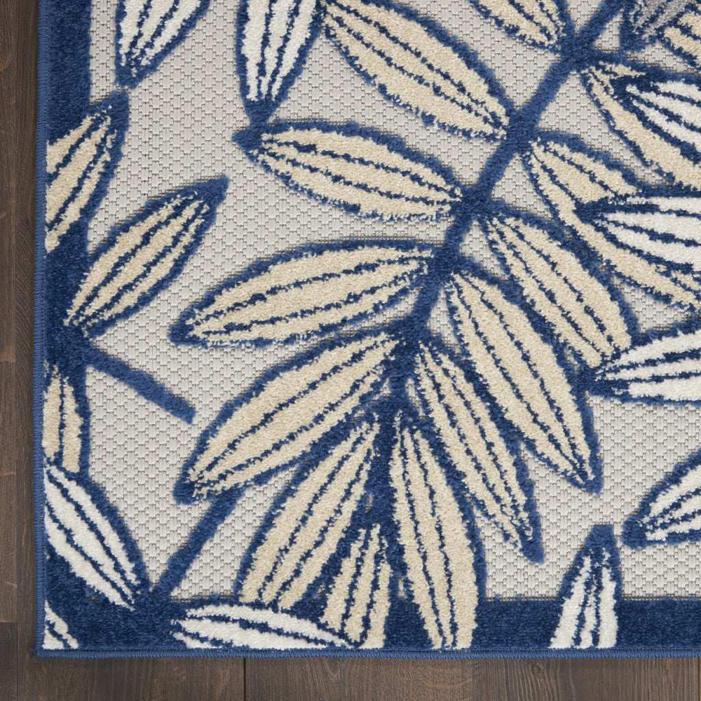 12' X 15' Ivory And Navy Floral Non Skid Indoor Outdoor Area Rug - Homeroots - Flyclothing LLC