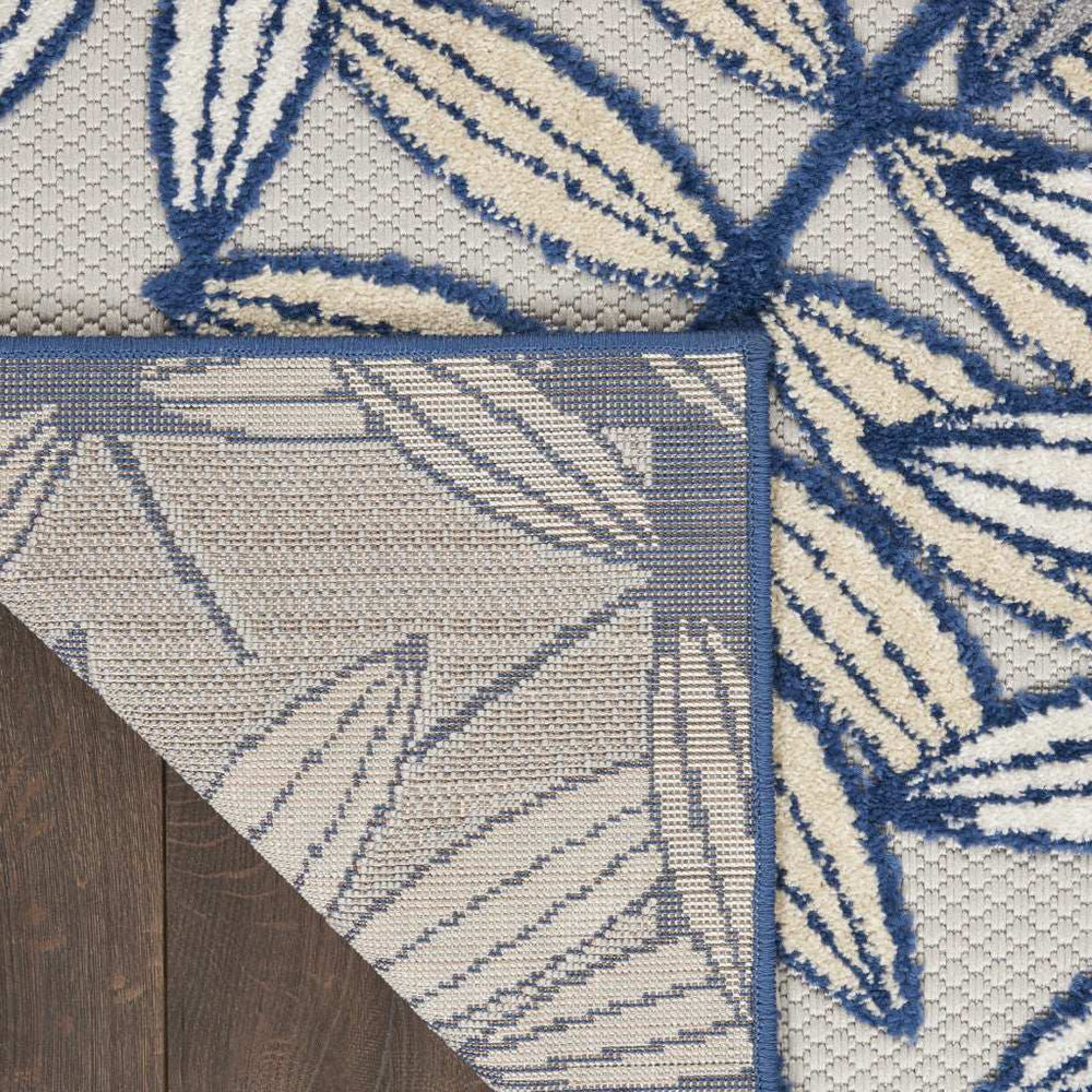 12' X 15' Ivory And Navy Floral Non Skid Indoor Outdoor Area Rug - Homeroots - Flyclothing LLC