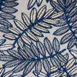 2' X 10' Ivory And Navy Floral Non Skid Indoor Outdoor Runner Rug - Homeroots