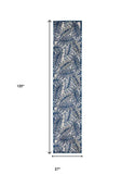 2' X 10' Ivory And Navy Floral Non Skid Indoor Outdoor Runner Rug - Homeroots - Flyclothing LLC
