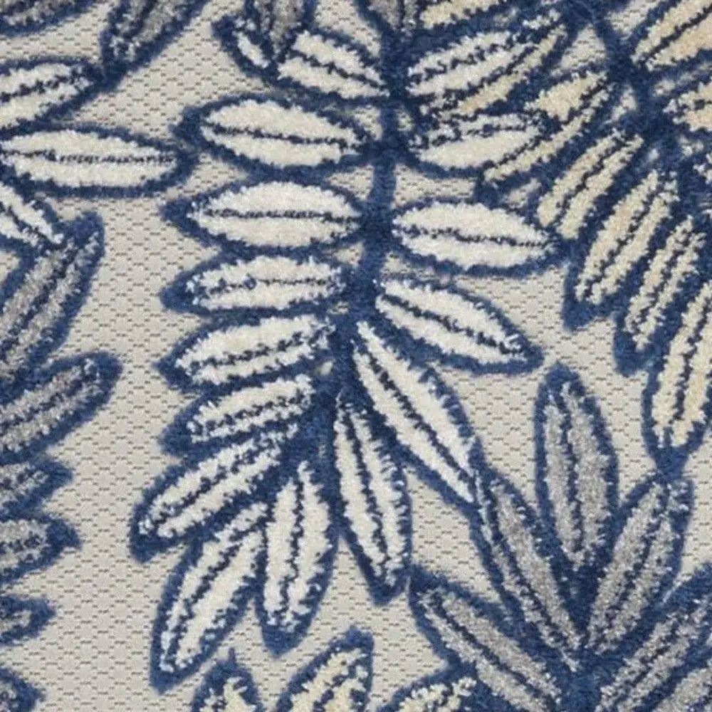 2' X 8' Ivory And Navy Floral Non Skid Indoor Outdoor Runner Rug - Homeroots - Flyclothing LLC