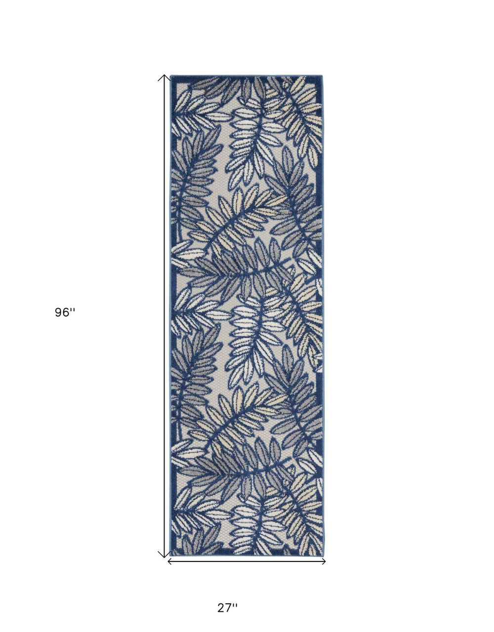 2' X 8' Ivory And Navy Floral Non Skid Indoor Outdoor Runner Rug - Homeroots - Flyclothing LLC