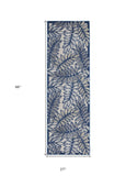 2' X 8' Ivory And Navy Floral Non Skid Indoor Outdoor Runner Rug - Homeroots - Flyclothing LLC