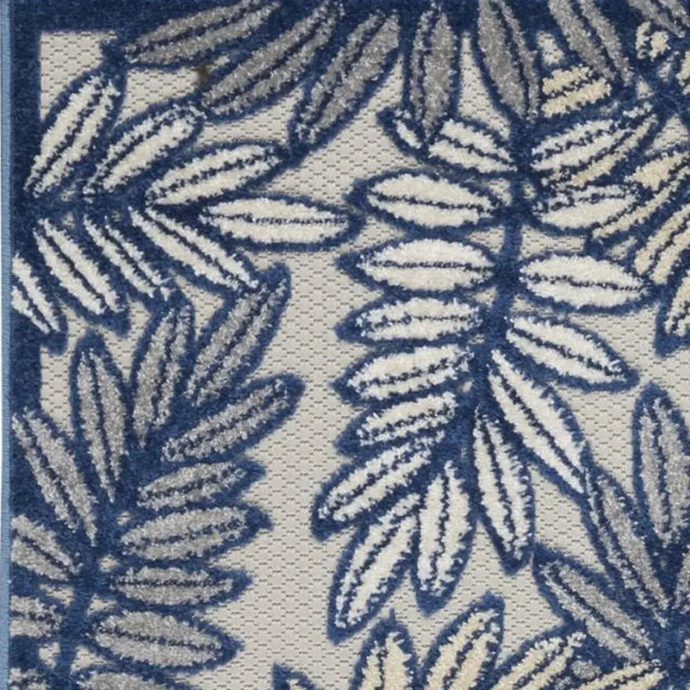 2' X 8' Ivory And Navy Floral Non Skid Indoor Outdoor Runner Rug - Homeroots - Flyclothing LLC