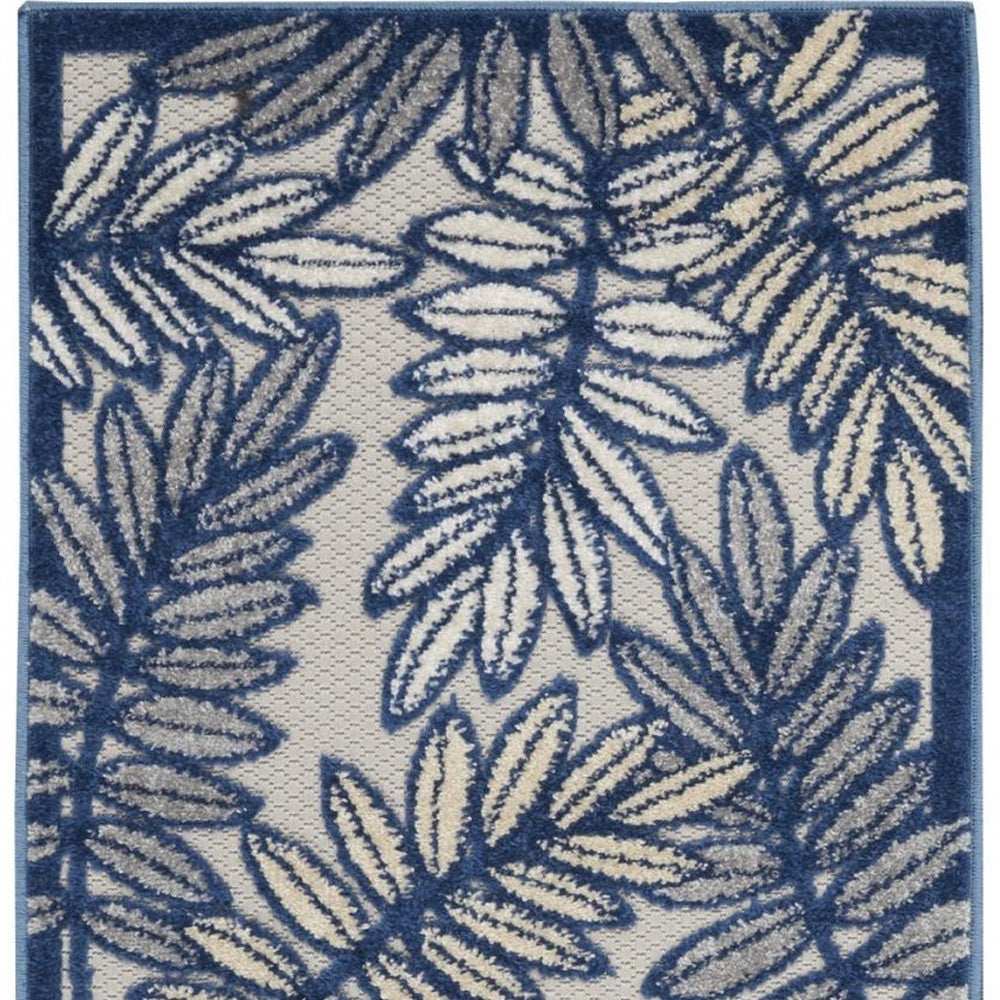 2' X 8' Ivory And Navy Floral Non Skid Indoor Outdoor Runner Rug - Homeroots - Flyclothing LLC