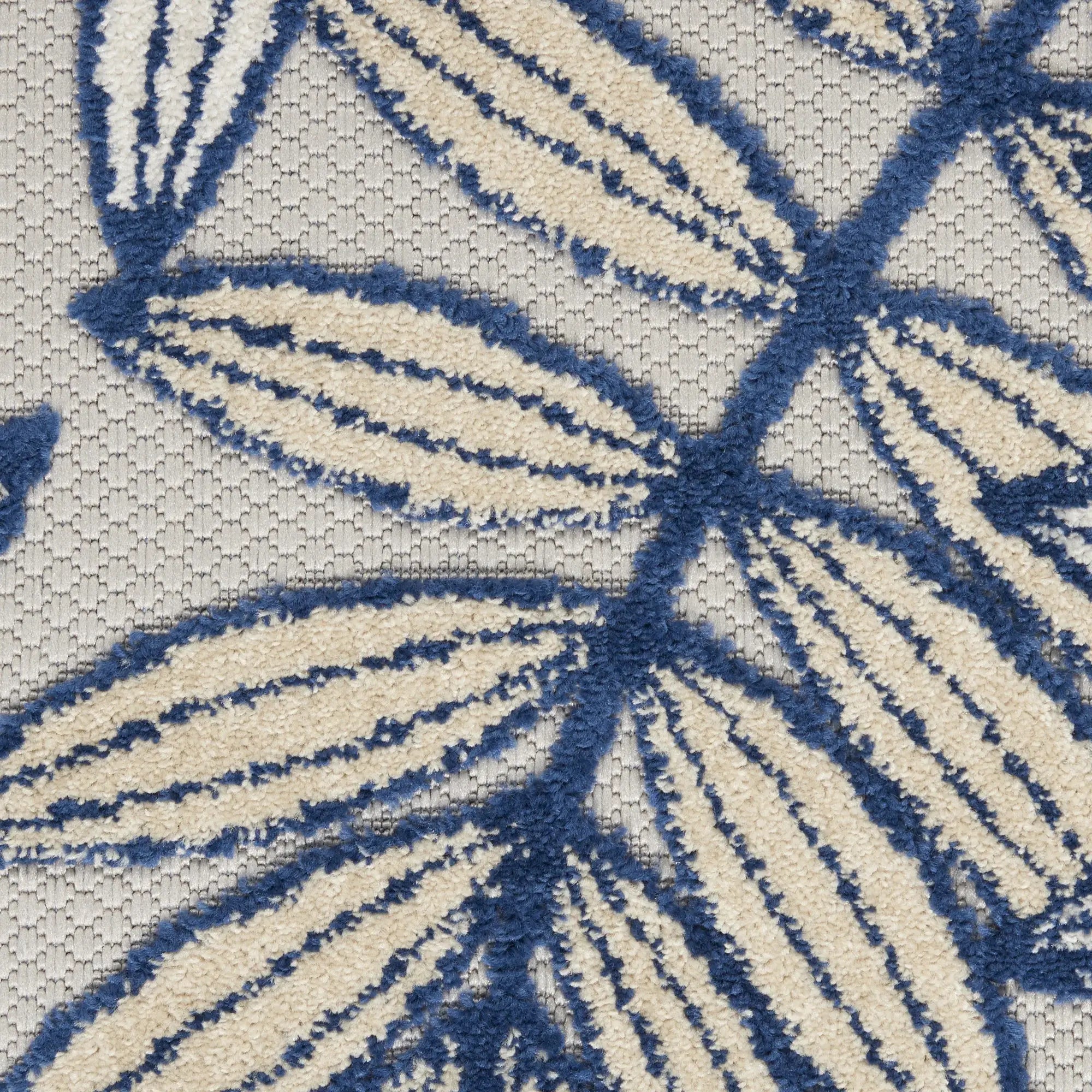 2' X 8' Ivory And Navy Floral Non Skid Indoor Outdoor Runner Rug - Homeroots - Flyclothing LLC
