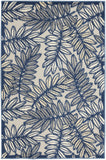 3' X 4' Ivory And Navy Floral Non Skid Indoor Outdoor Area Rug