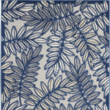 3' X 4' Ivory And Navy Floral Non Skid Indoor Outdoor Area Rug - Homeroots