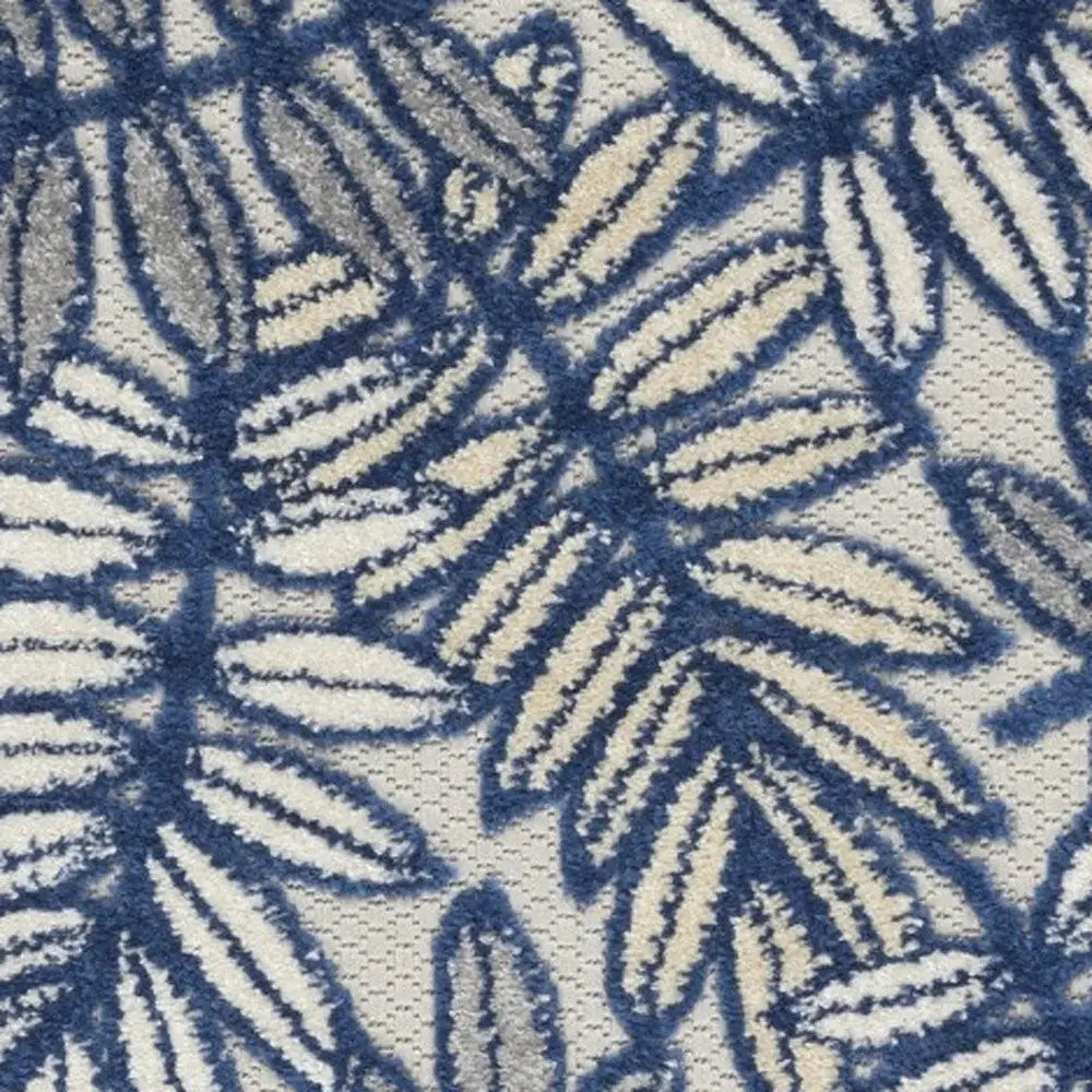 3' X 4' Ivory And Navy Floral Non Skid Indoor Outdoor Area Rug - Homeroots - Flyclothing LLC