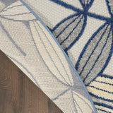 8' X 8' Ivory And Navy Round Floral Non Skid Indoor Outdoor Area Rug - Homeroots - Flyclothing LLC