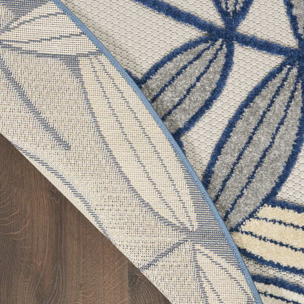 8' X 8' Ivory And Navy Round Floral Non Skid Indoor Outdoor Area Rug - Homeroots - Flyclothing LLC