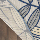 8' X 8' Ivory And Navy Round Floral Non Skid Indoor Outdoor Area Rug - Homeroots - Flyclothing LLC