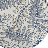 8' X 8' Ivory And Navy Round Floral Non Skid Indoor Outdoor Area Rug - Homeroots - Flyclothing LLC
