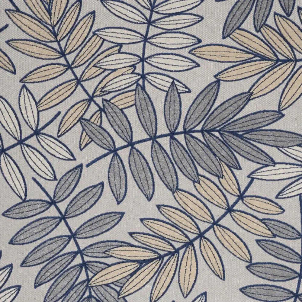 9' X 12' Ivory And Navy Floral Non Skid Indoor Outdoor Area Rug - Homeroots - Flyclothing LLC
