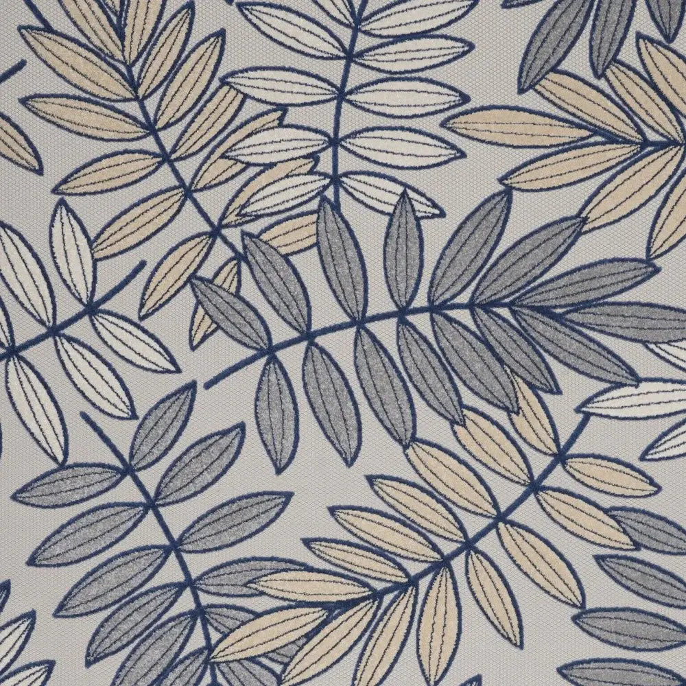 9' X 12' Ivory And Navy Floral Non Skid Indoor Outdoor Area Rug - Homeroots - Flyclothing LLC