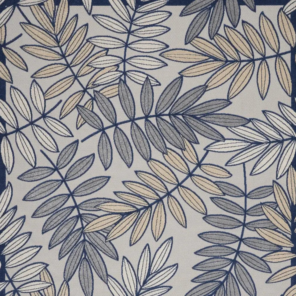 9' X 12' Ivory And Navy Floral Non Skid Indoor Outdoor Area Rug - Homeroots - Flyclothing LLC