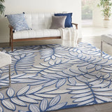 9' X 12' Ivory And Navy Floral Non Skid Indoor Outdoor Area Rug - Homeroots - Flyclothing LLC