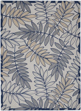 10' X 13' Ivory And Navy Floral Non Skid Indoor Outdoor Area Rug - Homeroots - Flyclothing LLC
