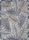 10' X 13' Ivory And Navy Floral Non Skid Indoor Outdoor Area Rug - Homeroots
