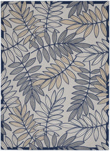 10' X 13' Ivory And Navy Floral Non Skid Indoor Outdoor Area Rug - Homeroots - Flyclothing LLC