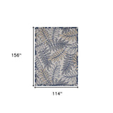 10' X 13' Ivory And Navy Floral Non Skid Indoor Outdoor Area Rug - Homeroots - Flyclothing LLC