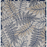 10' X 13' Ivory And Navy Floral Non Skid Indoor Outdoor Area Rug - Homeroots - Flyclothing LLC