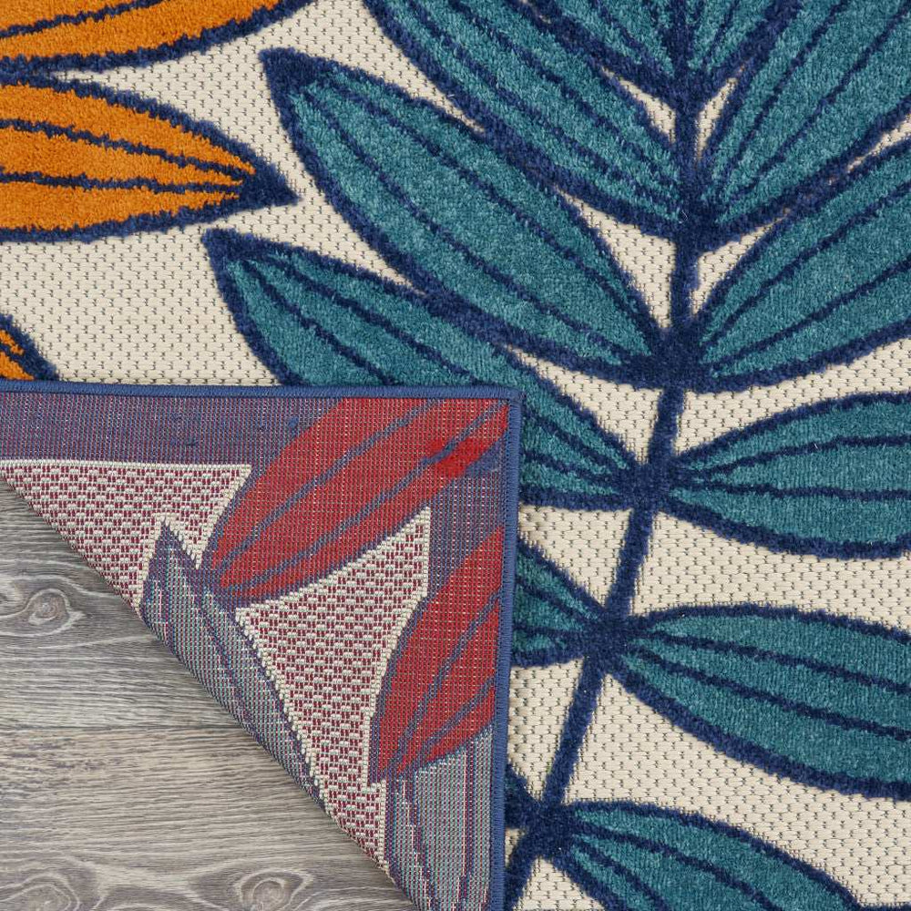 9' X 12' Beige Green And Orange Floral Non Skid Indoor Outdoor Area Rug - Homeroots - Flyclothing LLC