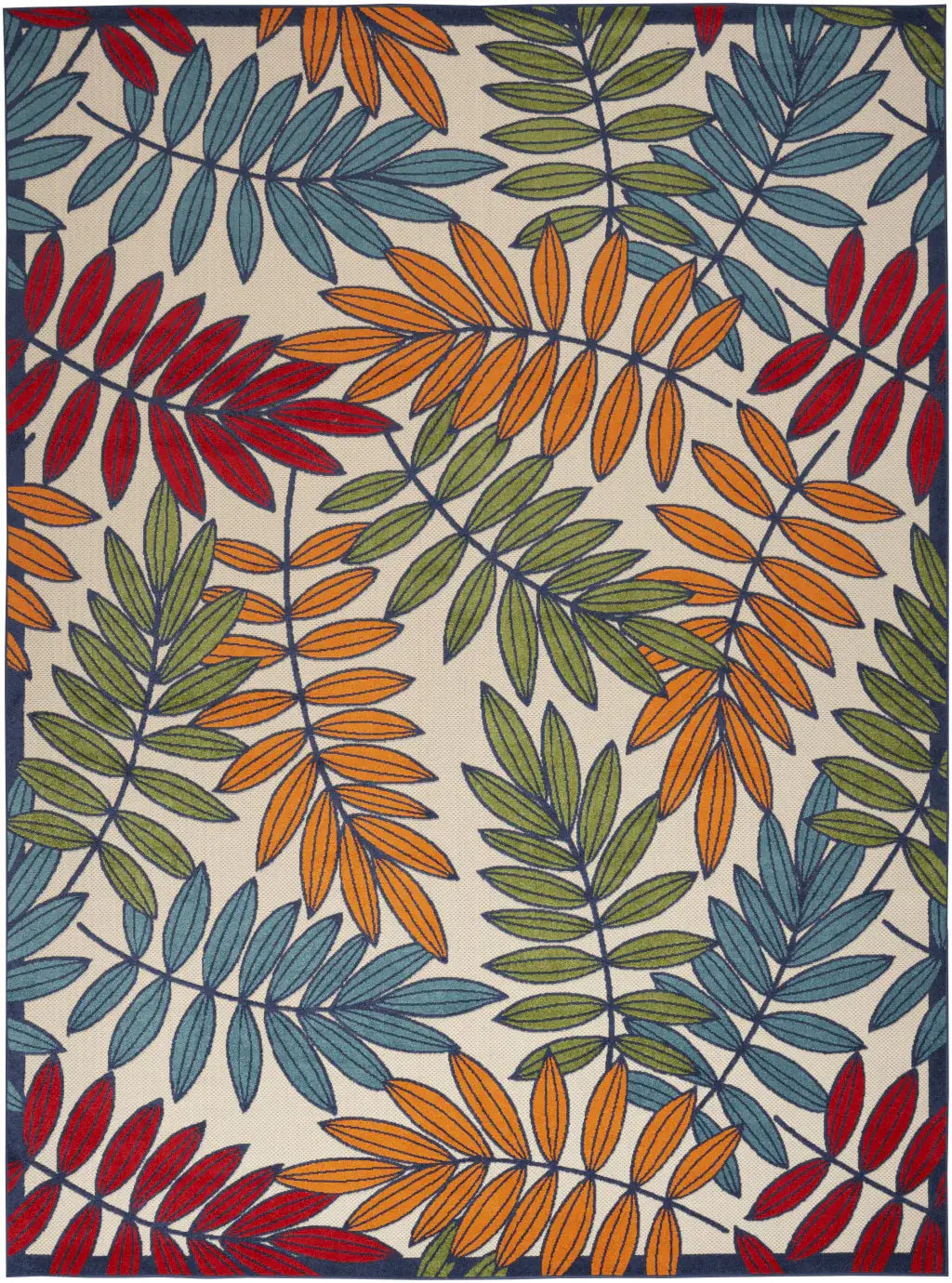 9' X 12' Beige Green And Orange Floral Non Skid Indoor Outdoor Area Rug - Homeroots - Flyclothing LLC