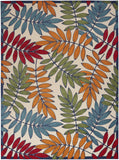 9' X 12' Beige Green And Orange Floral Non Skid Indoor Outdoor Area Rug - Homeroots