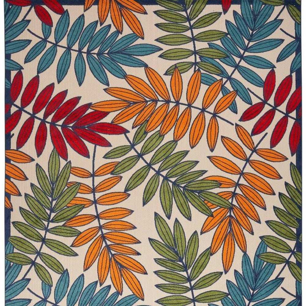 9' X 12' Beige Green And Orange Floral Non Skid Indoor Outdoor Area Rug - Homeroots - Flyclothing LLC