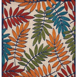 10' X 13' Beige Green And Orange Floral Non Skid Indoor Outdoor Area Rug - Homeroots