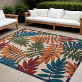 10' X 13' Beige Green And Orange Floral Non Skid Indoor Outdoor Area Rug - Homeroots - Flyclothing LLC