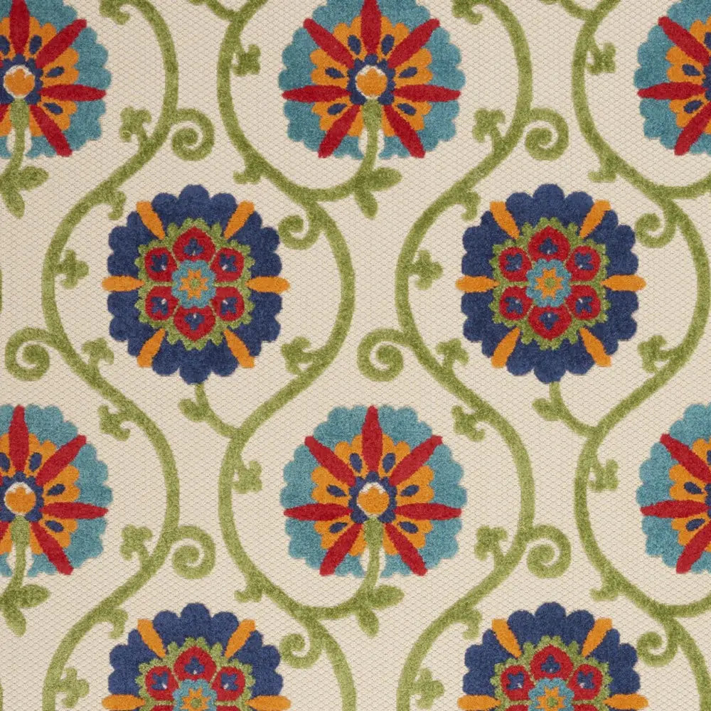 10' X 13' Blue Floral Non Skid Indoor Outdoor Area Rug - Homeroots - Flyclothing LLC