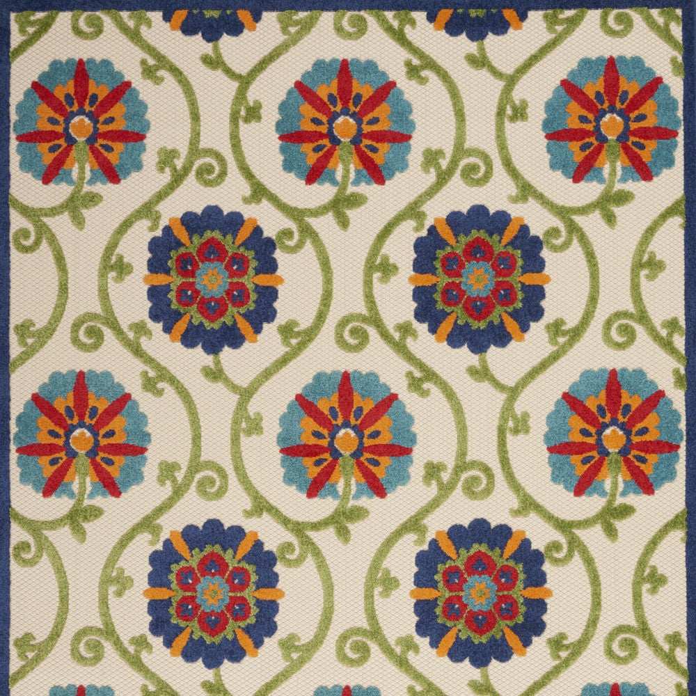 10' X 13' Blue Floral Non Skid Indoor Outdoor Area Rug - Homeroots - Flyclothing LLC