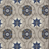 10' X 13' Grey And Blue Floral Non Skid Indoor Outdoor Area Rug - Homeroots - Flyclothing LLC