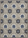 10' X 13' Grey And Blue Floral Non Skid Indoor Outdoor Area Rug - Homeroots