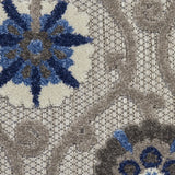 10' X 13' Grey And Blue Floral Non Skid Indoor Outdoor Area Rug - Homeroots - Flyclothing LLC