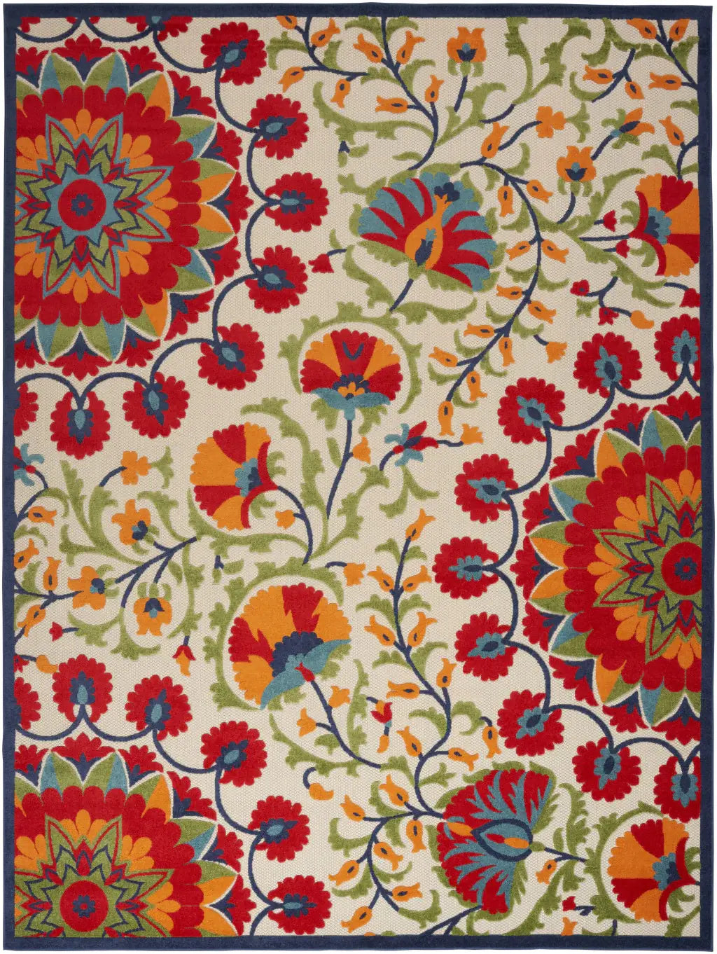 9' X 12' Red Toile Non Skid Indoor Outdoor Area Rug - Homeroots - Flyclothing LLC