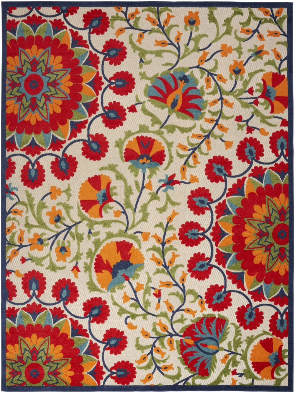 9' X 12' Red Toile Non Skid Indoor Outdoor Area Rug - Homeroots