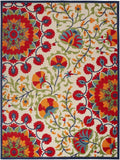9' X 12' Red Toile Non Skid Indoor Outdoor Area Rug - Homeroots